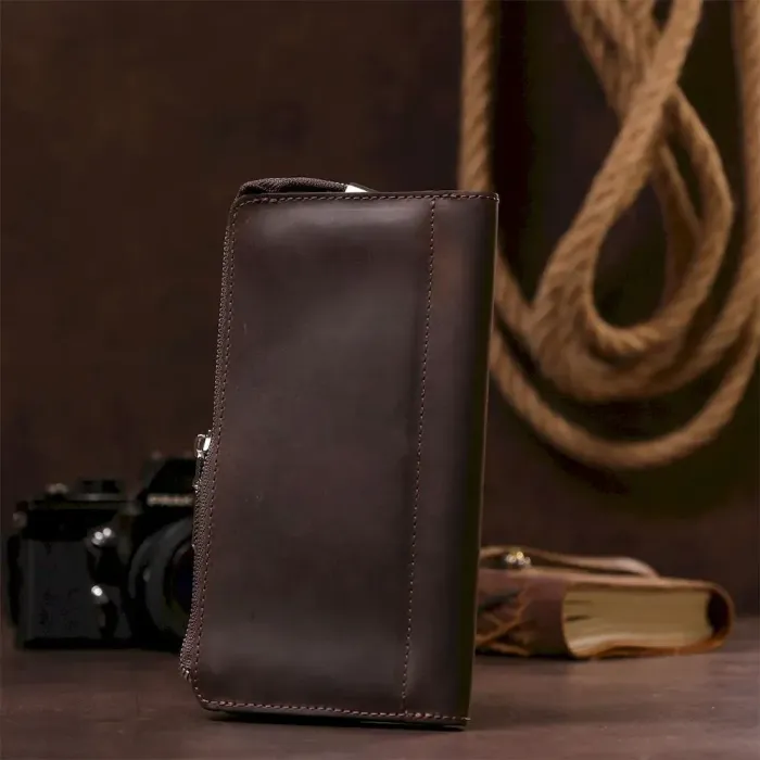 Клатч чоловічий шкіряний матовий SHVIGEL 16189 Коричневий