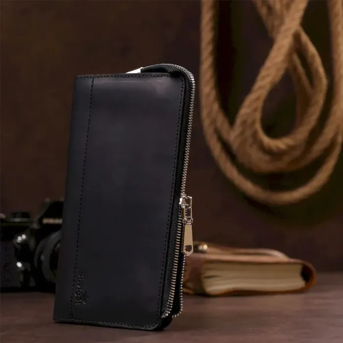 Клатч шкіряний матовий SHVIGEL 16191 Чорний