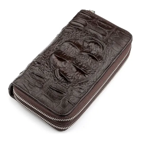 Клатч на дві блискавки CROCODILE LEATHER 18271 із натуральної шкіри крокодила Коричневий