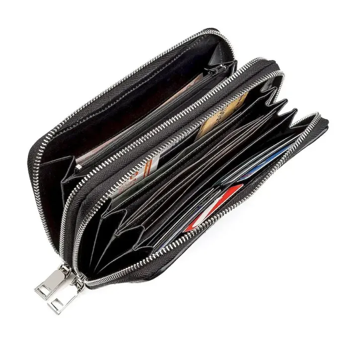 Клатч на дві блискавки CROCODILE LEATHER 18274 із натуральної шкіри крокодила Чорний