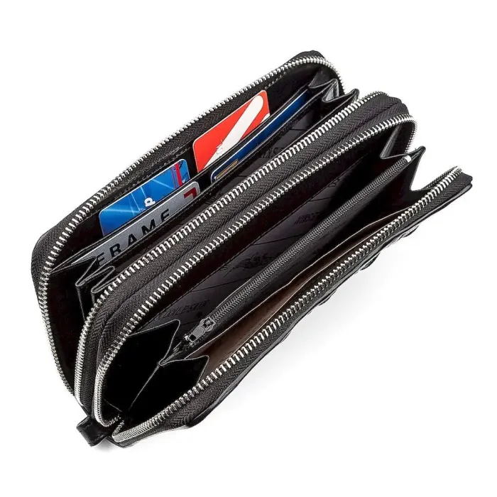 Клатч на дві блискавки CROCODILE LEATHER 18274 із натуральної шкіри крокодила Чорний