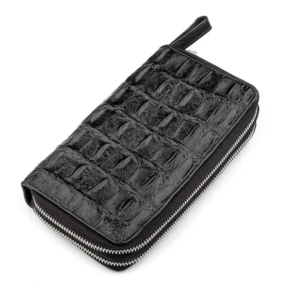 Клатч на дві блискавки CROCODILE LEATHER 18274 із натуральної шкіри крокодила Чорний