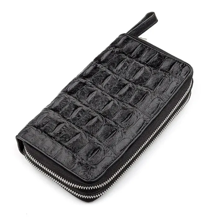 Клатч на дві блискавки CROCODILE LEATHER 18274 із натуральної шкіри крокодила Чорний