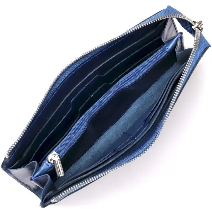 Клатч унісекс шкіряний глянцевий SHVIGEL 16183 Синій