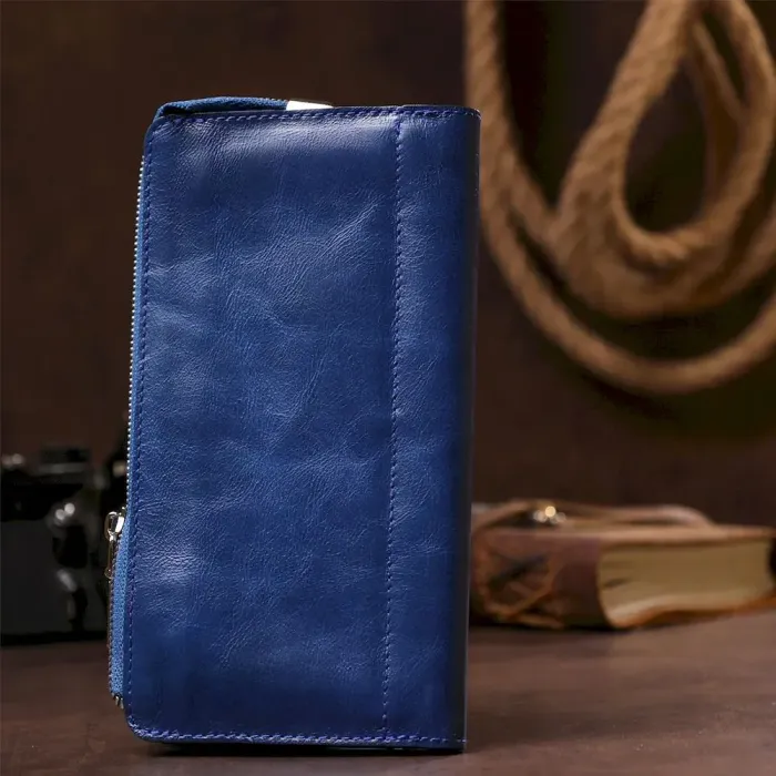 Клатч унісекс шкіряний глянцевий SHVIGEL 16183 Синій