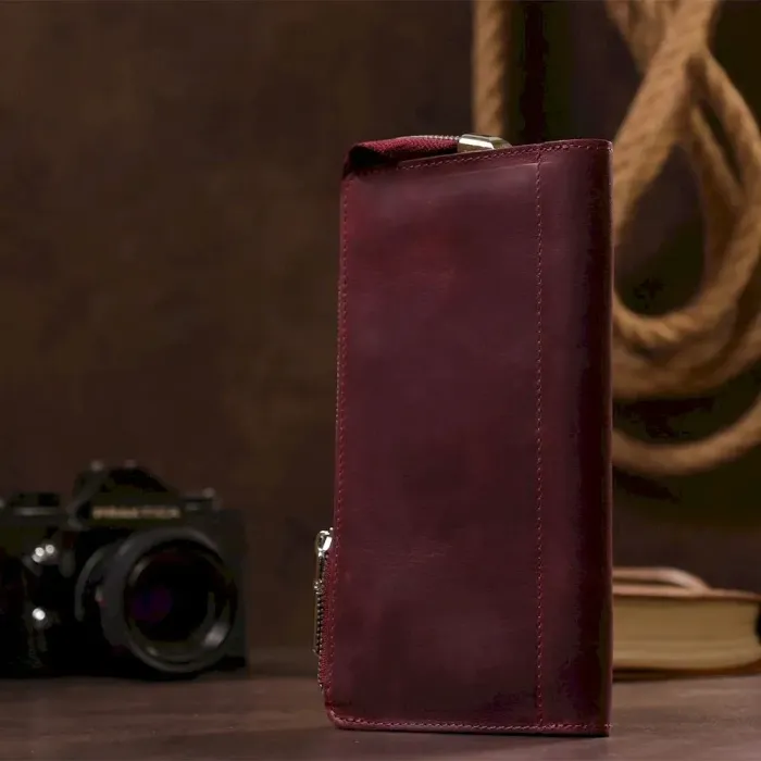 Клатч унисекс кожаный винтаж SHVIGEL 16187 Бордовый