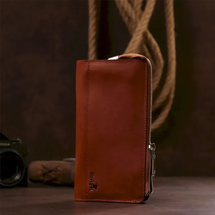 Клатч унісекс шкіряний вінтаж SHVIGEL 16190 Рудий