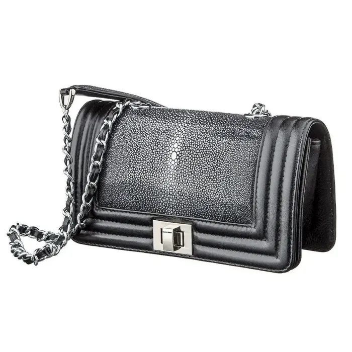 Жіночий клатч SEA SNAKE LEATHER 18510 з натуральної шкіри морської змії Чорний