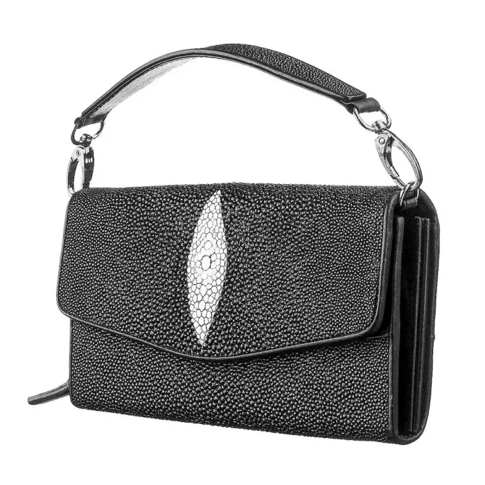 Жіночий клатч STINGRAY LEATHER 18272 з натуральної шкіри морського ската Чорний