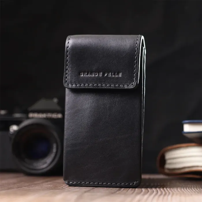 Ключниця футляр із натуральної шкіри GRANDE PELLE 22568 Чорний