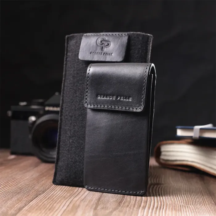 Ключниця футляр із натуральної шкіри GRANDE PELLE 22568 Чорний