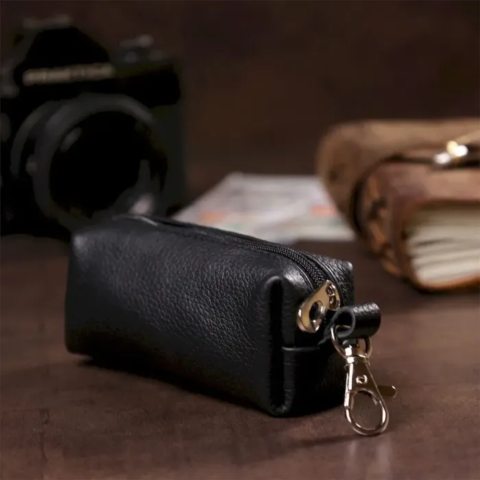 Ключница  тубус кожаная классика SHVIGEL 16226  Черная