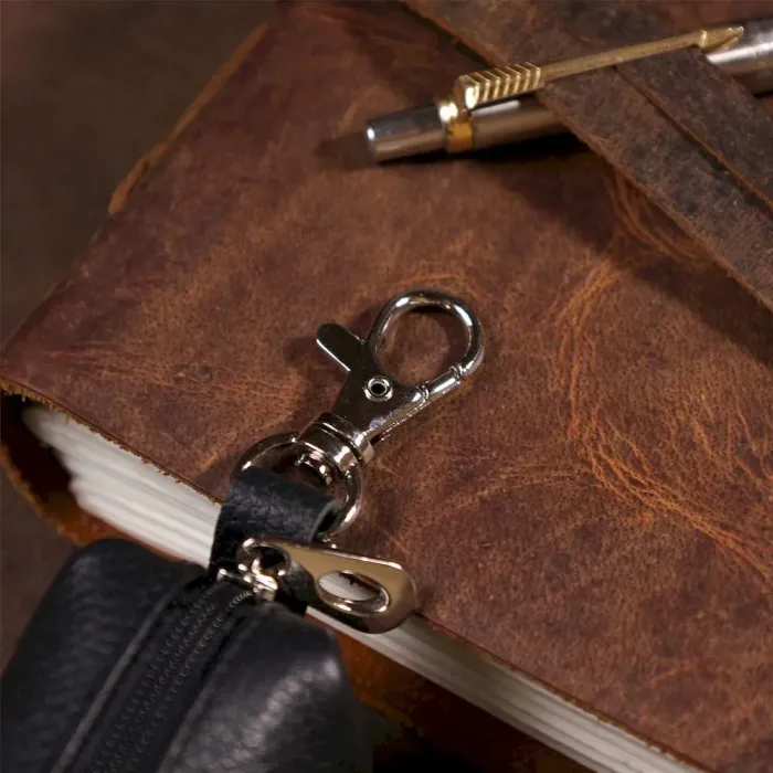 Ключница  тубус кожаная классика SHVIGEL 16226  Черная