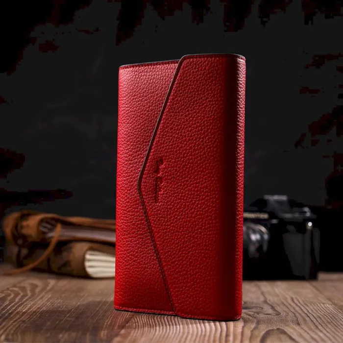 Комбинированное женское большое портмоне из натуральной кожи Tony Bellucci 21974 Красный