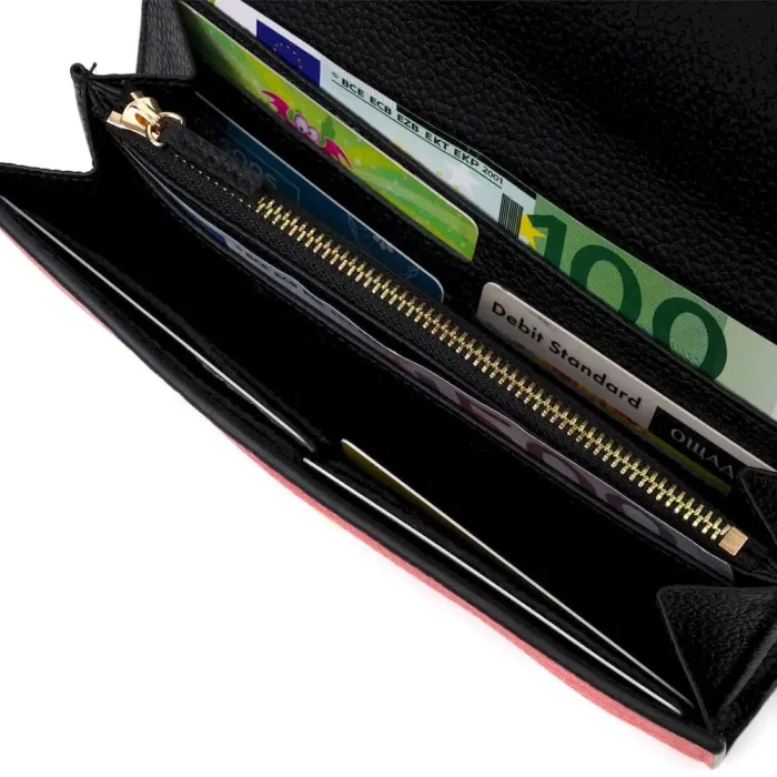 Комбинированное женское большое портмоне из натуральной кожи Tony Bellucci 21974 Красный