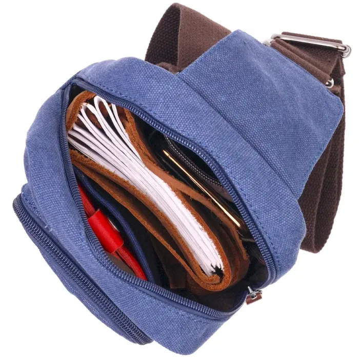 Компактна сумка через плече із щільного текстилю 21232 Vintage Синя