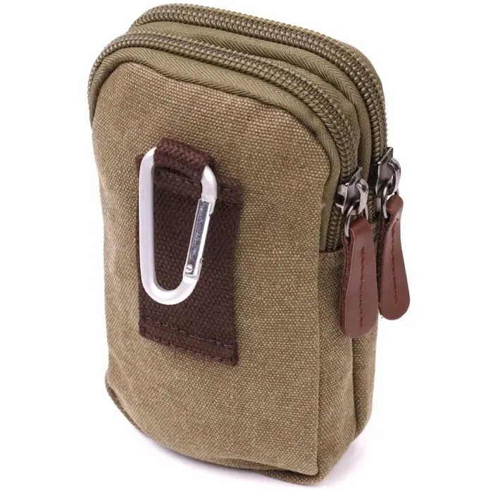 Компактна сумка-чохол на пояс із металевим карабіном із текстилю Vintage 22224 Оливковий