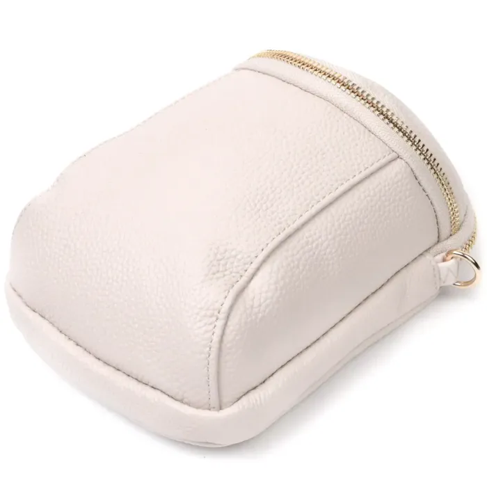 Компактна сумка цікавого формату із м'якої натуральної шкіри Vintage 22339 Біла