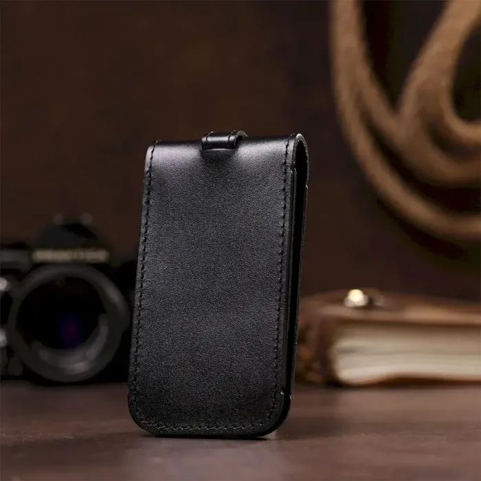 Компактна шкіряна ключниця з хлястиком SHVIGEL 13988 Чорна