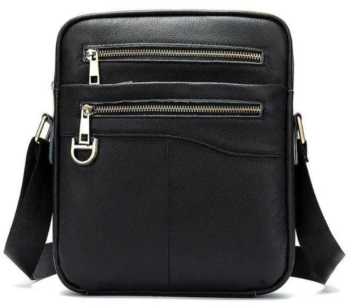 Компактная мужская сумка кожаная Vintage 14824 Черная