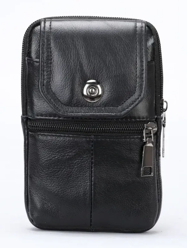 Компактна сумка на пояс із натуральної шкіри Vintage 20360 Чорний