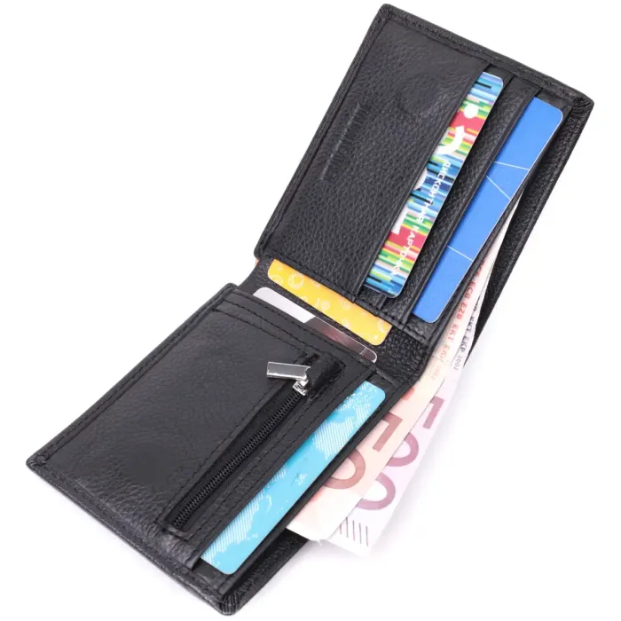Компактне чоловіче портмоне з натуральної шкіри ST Leather 22486 Чорний