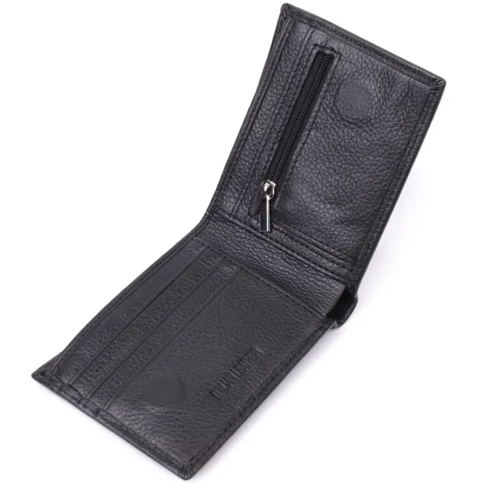 Компактне чоловіче портмоне з натуральної шкіри ST Leather 22486 Чорний