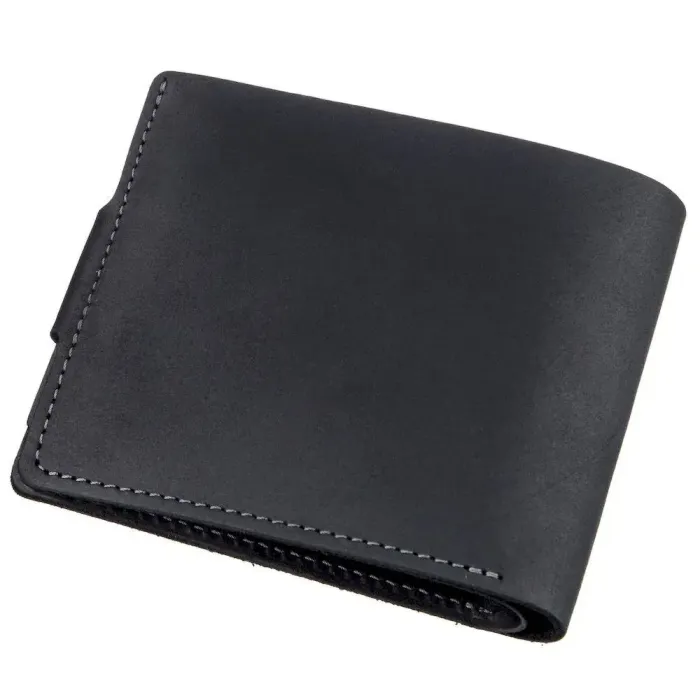 Компактне чоловіче портмоне у вінтажному стилі GRANDE PELLE 11228 Чорне
