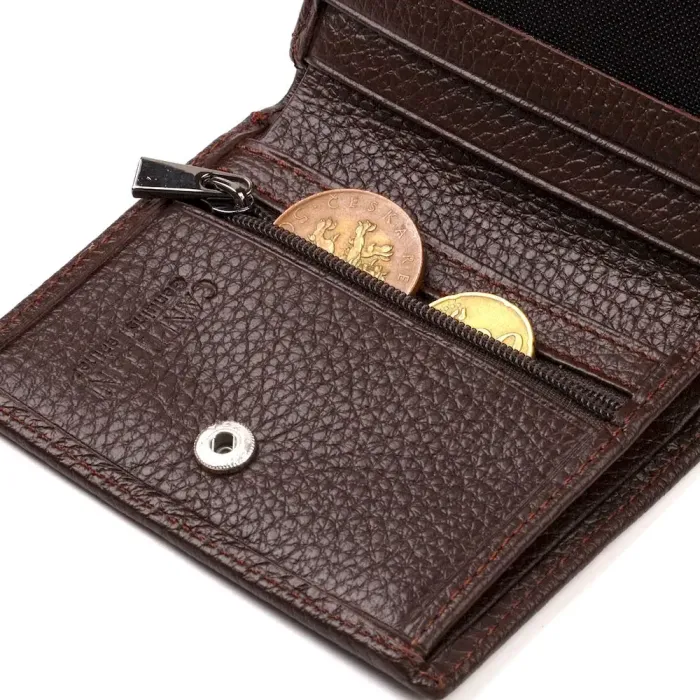 Компактне портмоне для чоловіків з натуральної зернистої шкіри CANPELLINI 21740 Коричневе