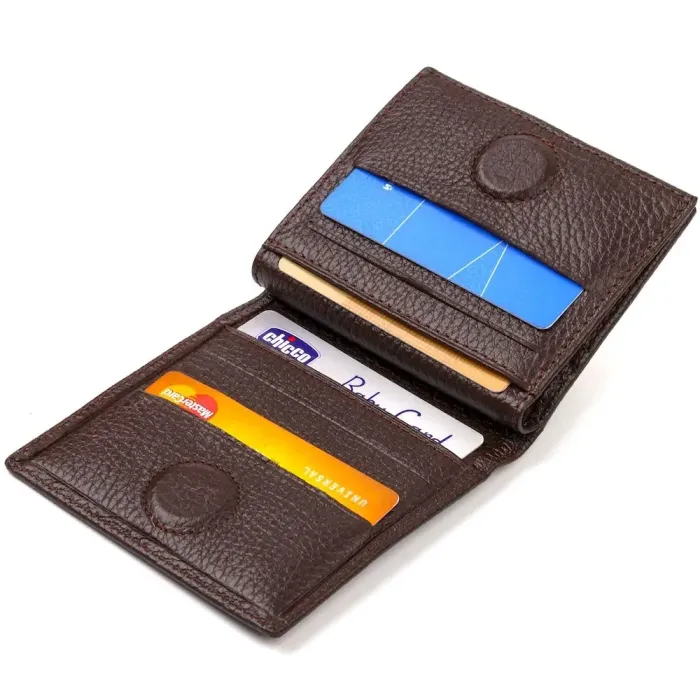 Компактне портмоне для чоловіків з натуральної зернистої шкіри CANPELLINI 21740 Коричневе