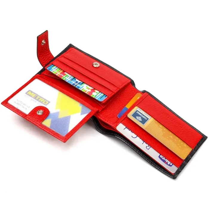 Компактне портмоне для чоловіків у комбінації двох кольорів із натуральної шкіри CANPELLINI 21749 Чорне