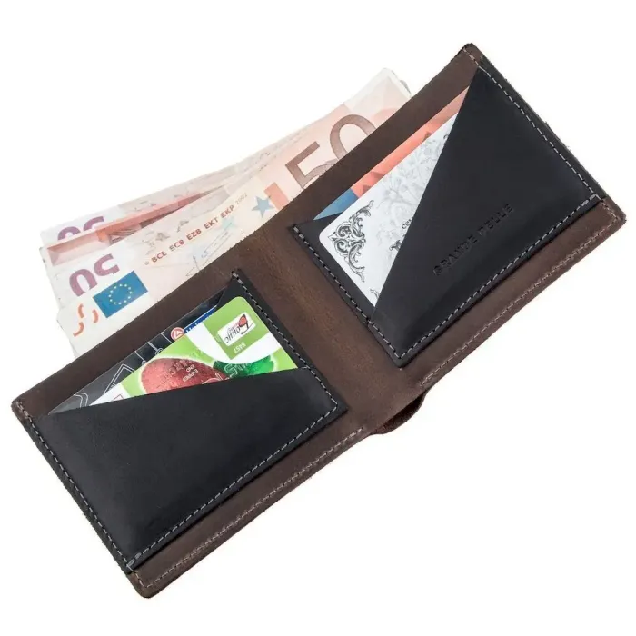 Компактне портмоне комбі унісекс GRANDE PELLE 11227 Темно-Коричневе