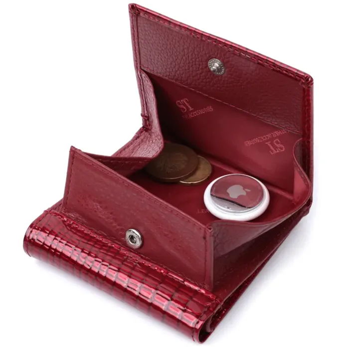 Компактный кошелек для женщин из натуральной лакированной кожи ST Leather 22687 Красный