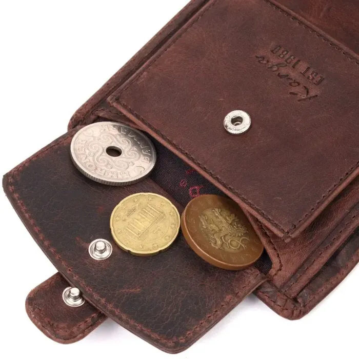 Компактный мужской кошелек в винтажной коже KARYA 21372 Коричневый