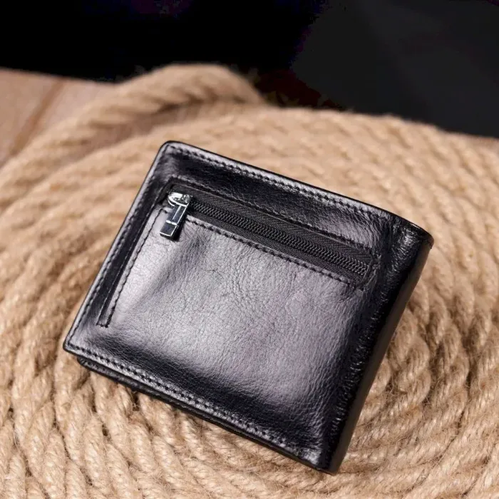 Компактний затиск для грошей із натуральної гладкої шкіри ST Leather 19416 Чорний