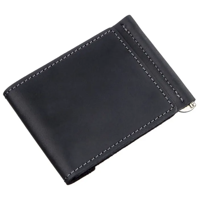 Компактний затиск для грошей GRANDE PELLE 11196 Чорний