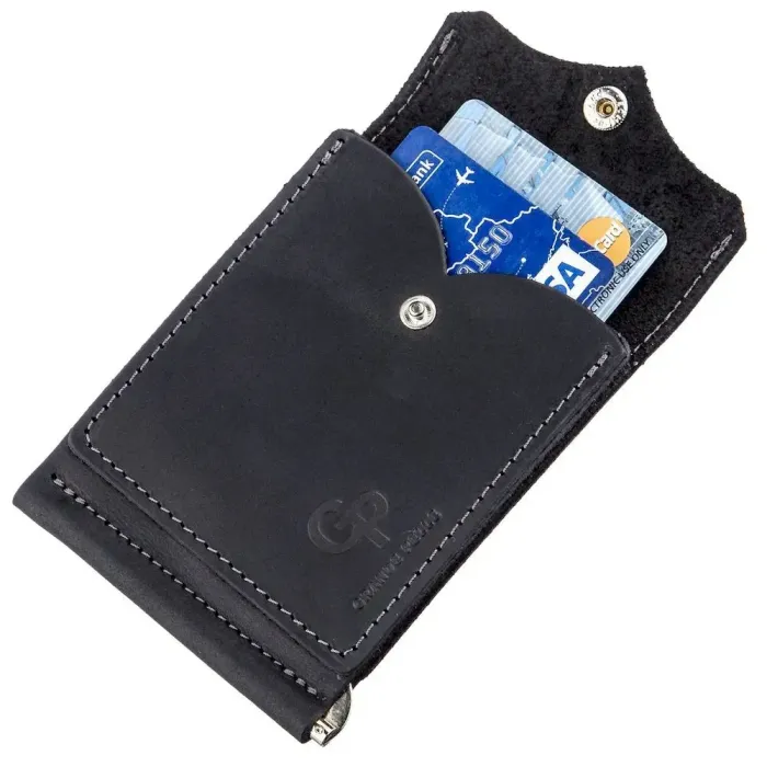 Компактний затиск для грошей GRANDE PELLE 11196 Чорний