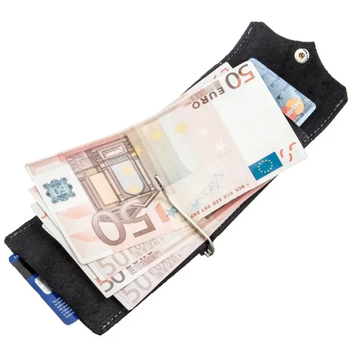 Компактний затиск для грошей GRANDE PELLE 11196 Чорний