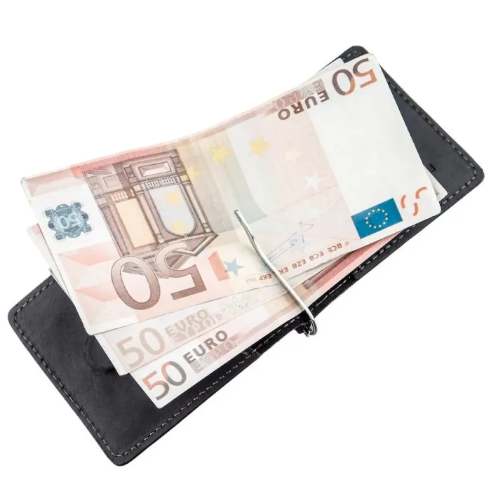 Компактний затискач для грошей вінтажний GRANDE PELLE 11199 Чорний