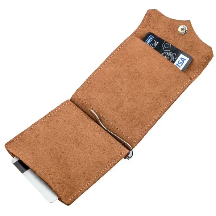 Компактний затискач для грошей вінтажний GRANDE PELLE 11239 Рудий