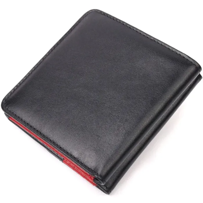 Компактний жіночий гаманець із гладкої натуральної шкіри KARYA 21122 Чорний