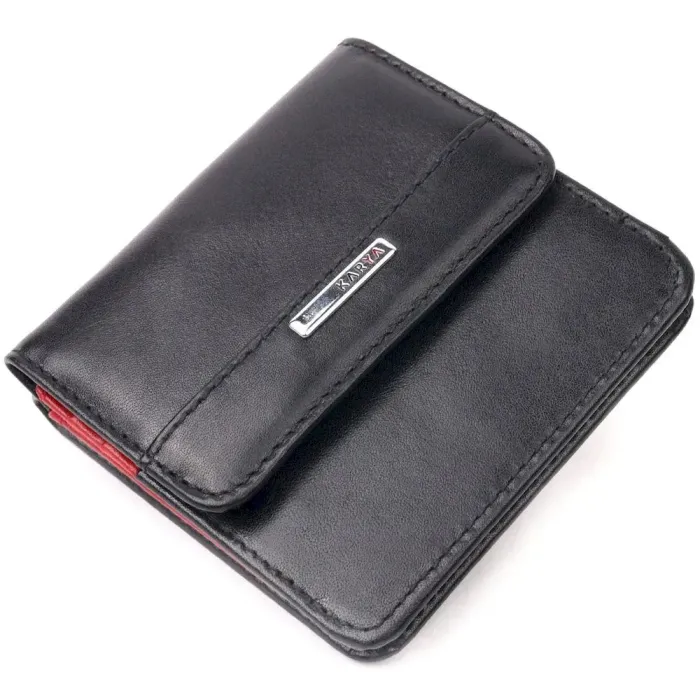 Компактний жіночий гаманець із гладкої натуральної шкіри KARYA 21122 Чорний