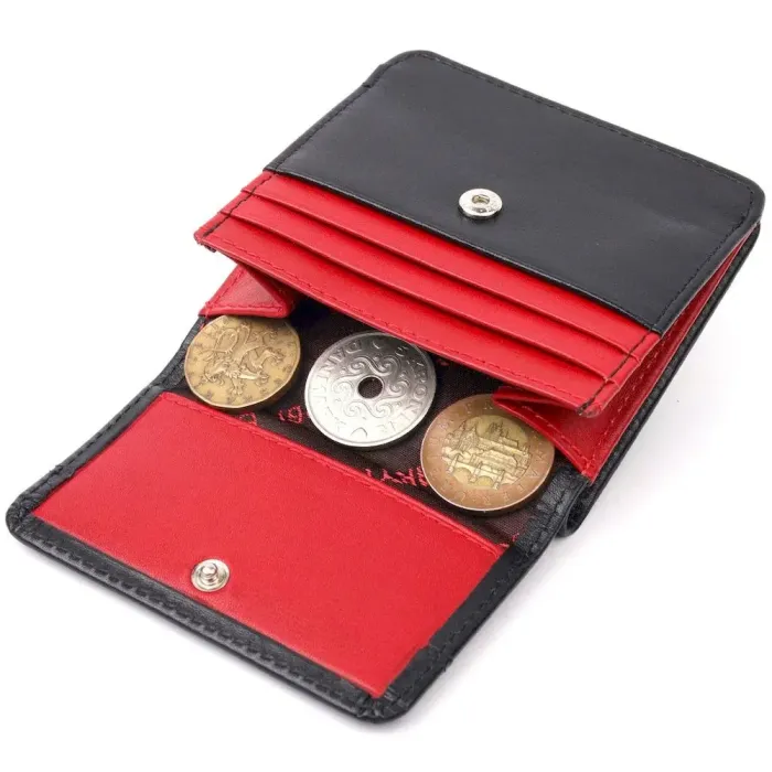 Компактний жіночий гаманець із гладкої натуральної шкіри KARYA 21122 Чорний