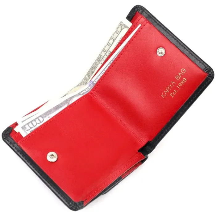 Компактний жіночий гаманець із гладкої натуральної шкіри KARYA 21122 Чорний