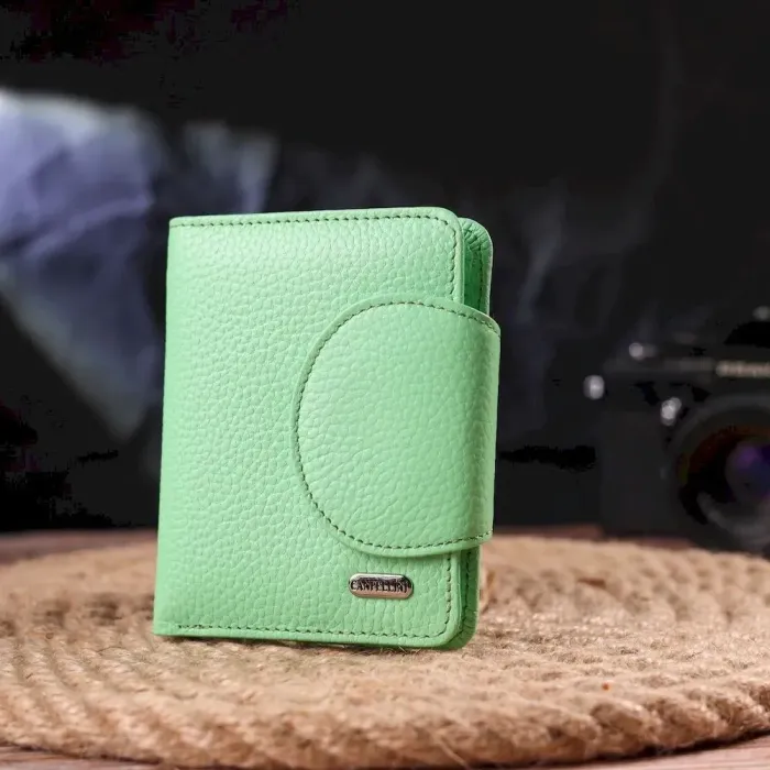 Компактный женский кошелек из натуральной кожи CANPELLINI 21666 Салатовый