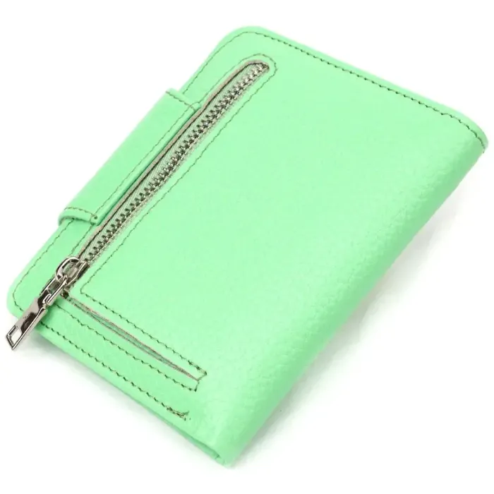 Компактный женский кошелек из натуральной кожи CANPELLINI 21666 Салатовый