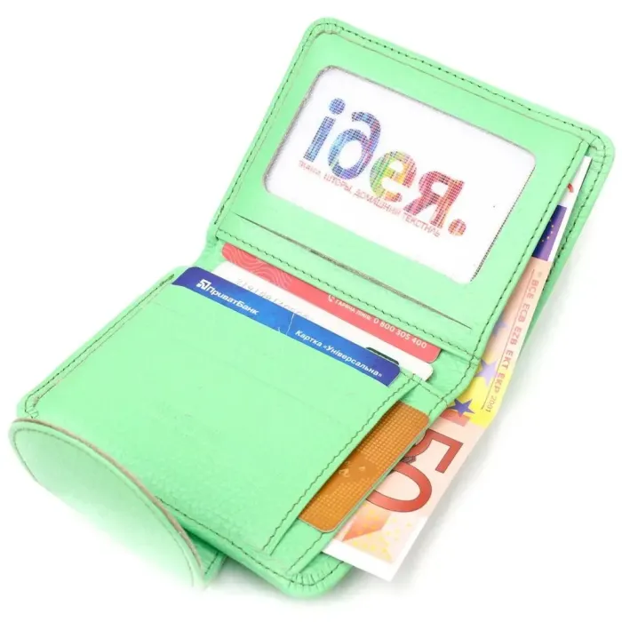 Компактный женский кошелек из натуральной кожи CANPELLINI 21666 Салатовый