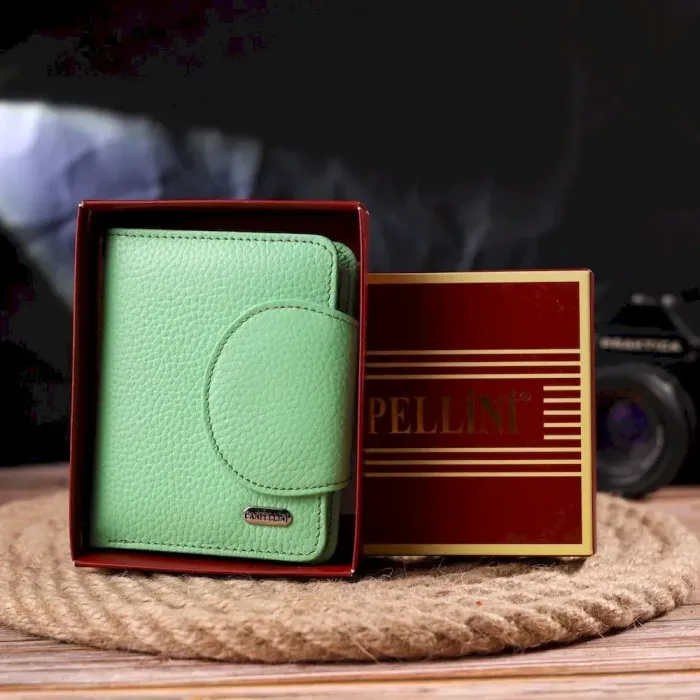 Компактный женский кошелек из натуральной кожи CANPELLINI 21666 Салатовый