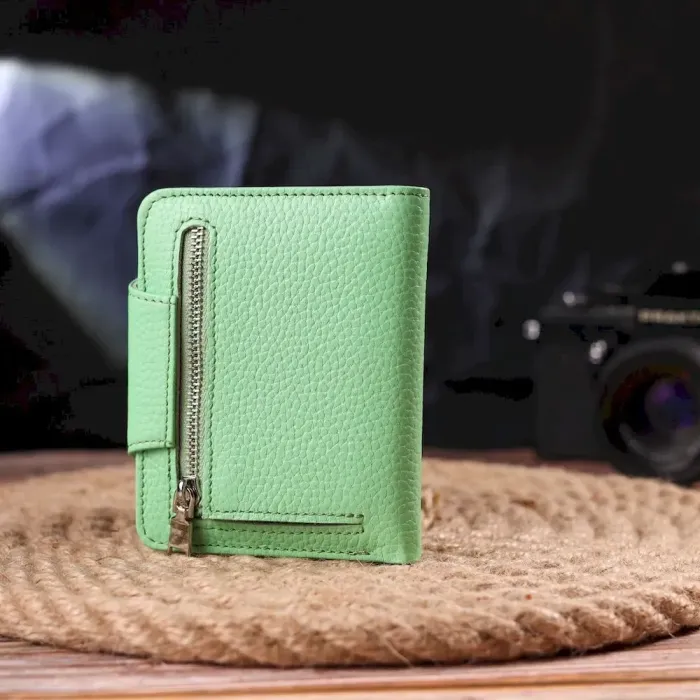 Компактный женский кошелек из натуральной кожи CANPELLINI 21666 Салатовый