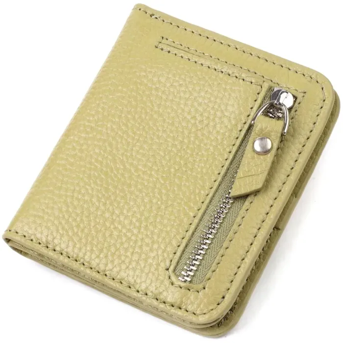 Компактний жіночий гаманець із натуральної шкіри флотар CANPELLINI 21793 Оливковий